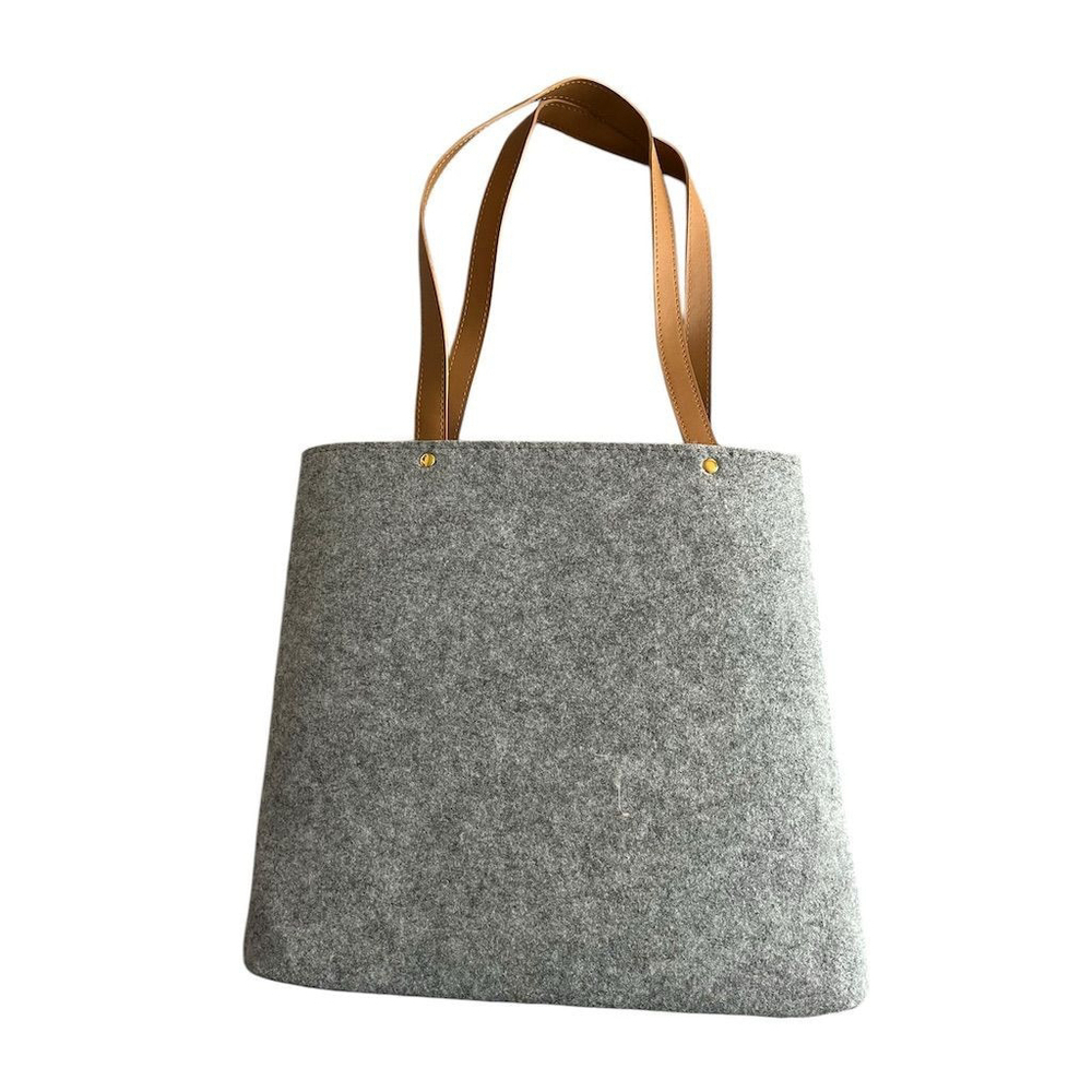 Wolferman's Harry and David Felt Tote Bag Gray Faux Leather - Picture 6 of 6